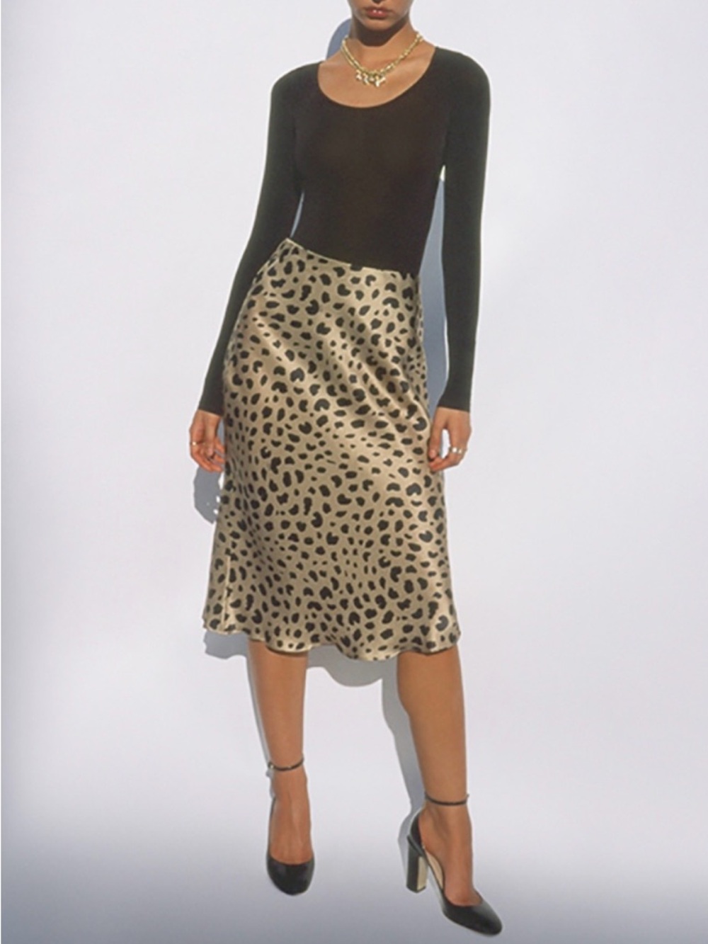 NWT realisation par The Naomi Skirt Wild Things Leopard Print Silk Slip Skirt S - Picture 4 of 9